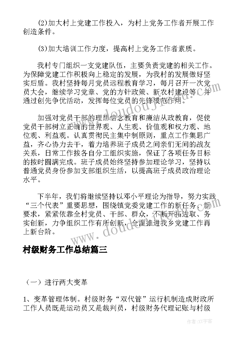 村级财务工作总结(实用5篇)