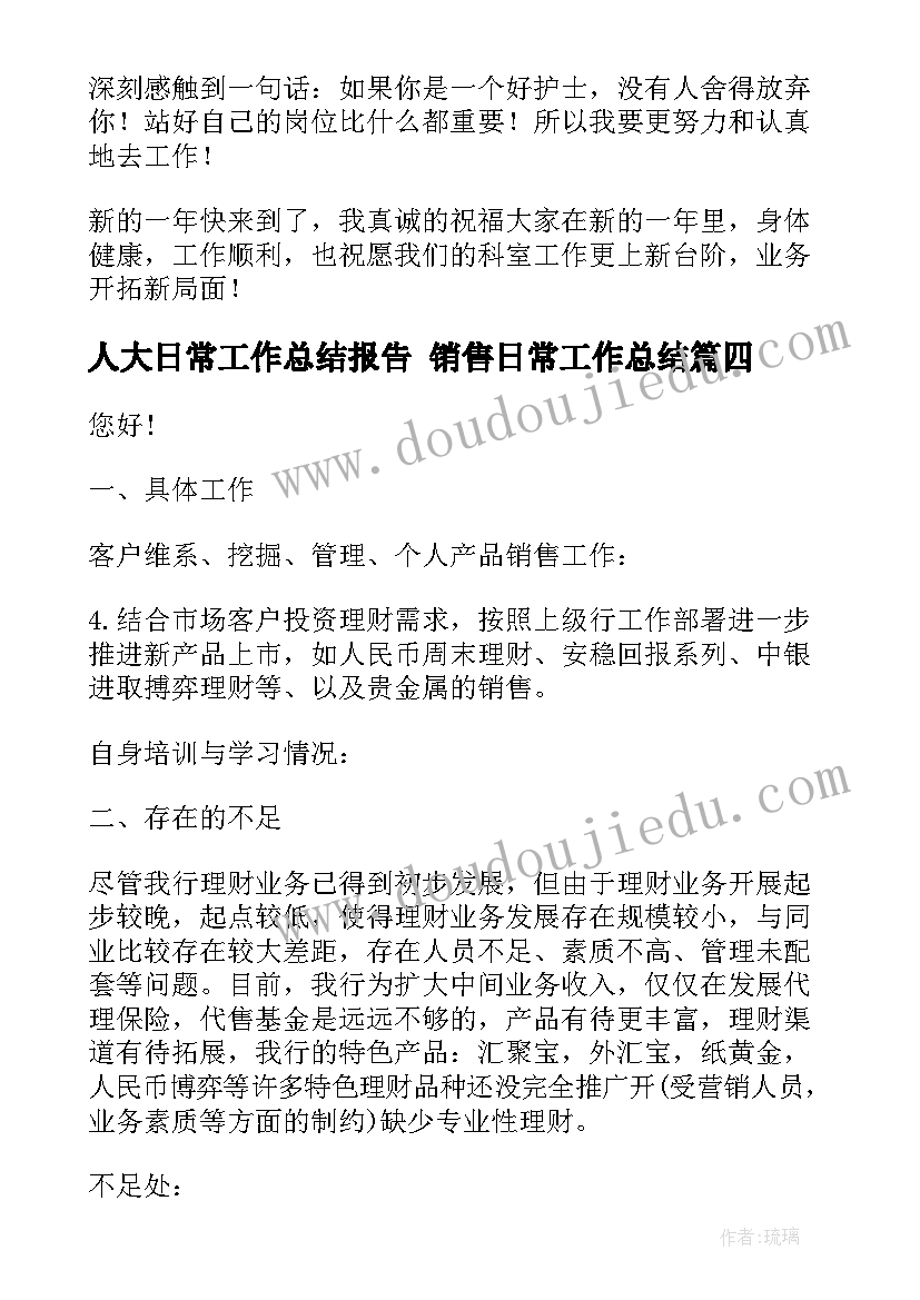 2023年人大日常工作总结报告 销售日常工作总结(实用7篇)