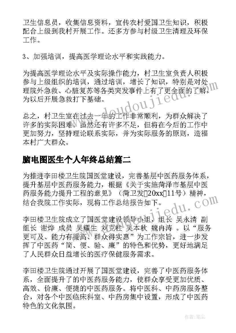 2023年脑电图医生个人年终总结(优秀8篇)