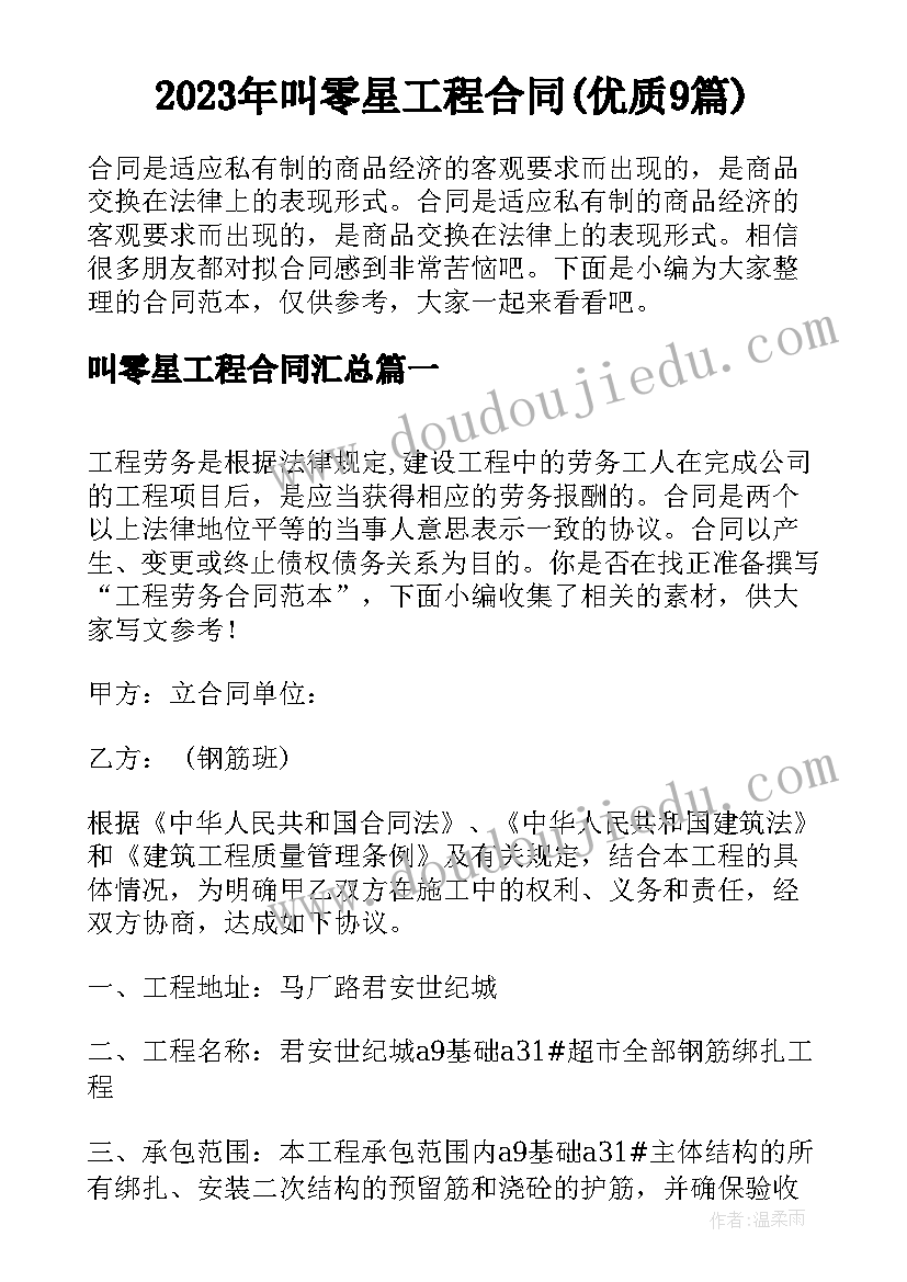 2023年叫零星工程合同(优质9篇)