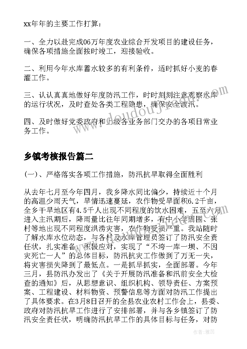 乡镇考核报告(汇总10篇)