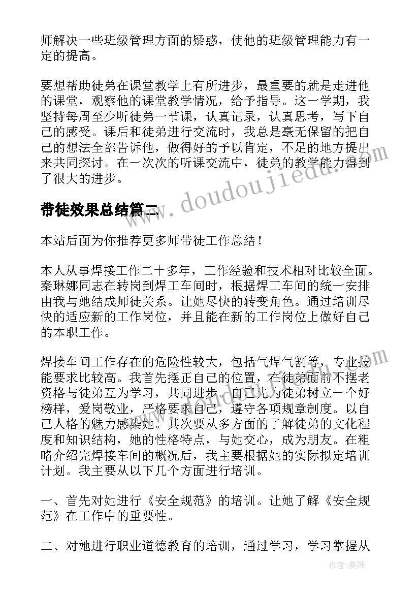 2023年带徒效果总结(优秀9篇)