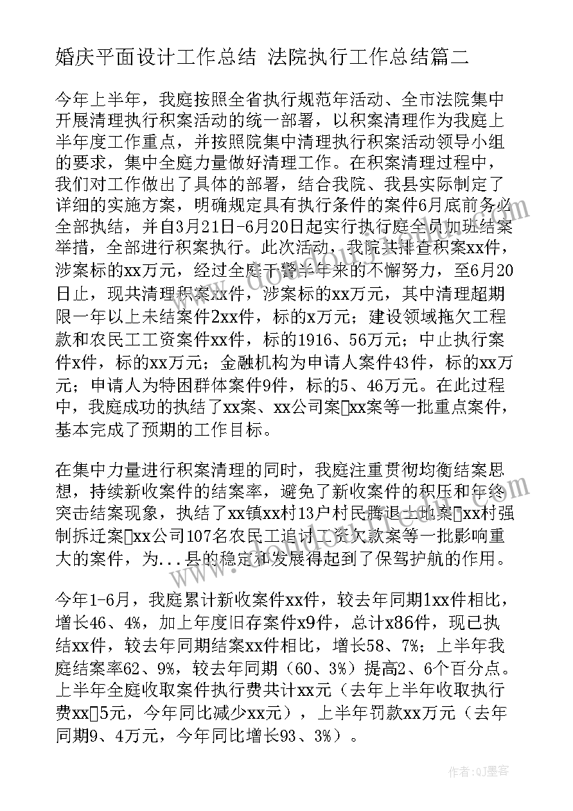 2023年婚庆平面设计工作总结 法院执行工作总结(大全7篇)