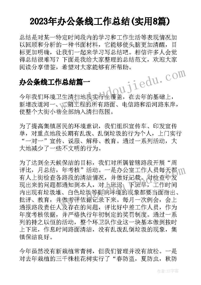 2023年办公条线工作总结(实用8篇)