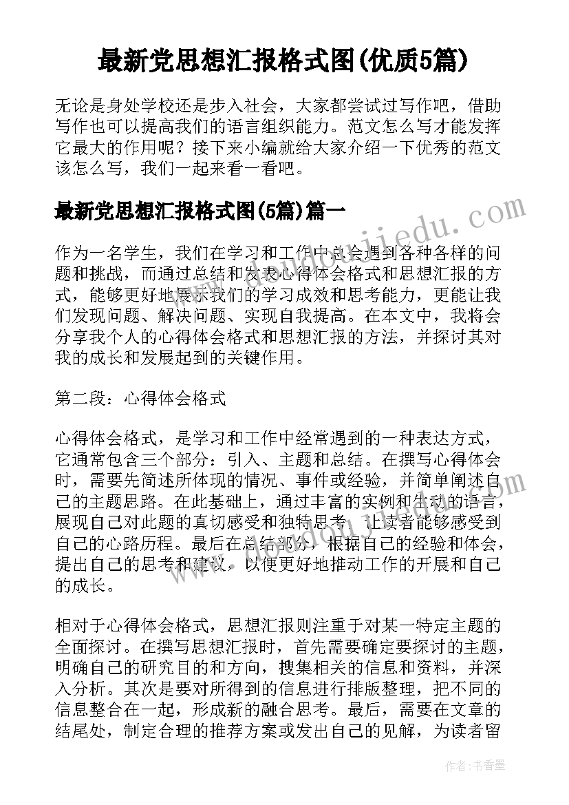 最新党思想汇报格式图(优质5篇)