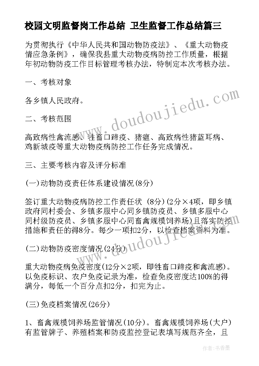 校园文明监督岗工作总结 卫生监督工作总结(实用8篇)