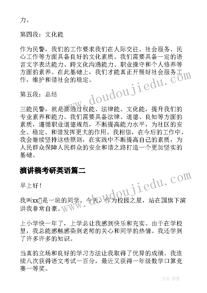 最新演讲稿考研英语(实用10篇)