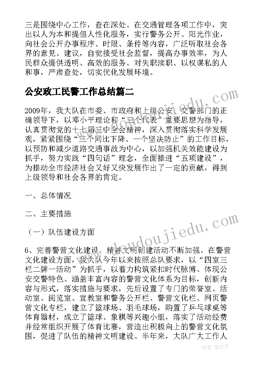 2023年公安政工民警工作总结(优秀5篇)