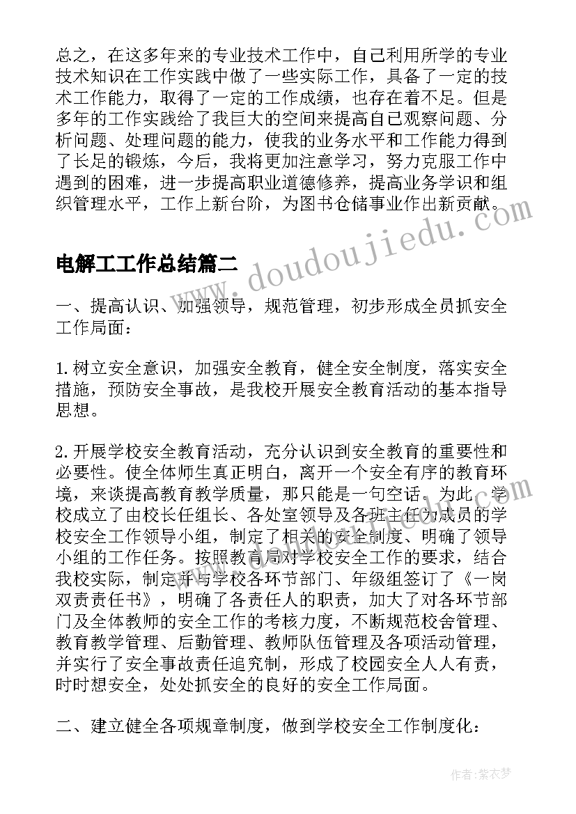 2023年电解工工作总结(汇总8篇)