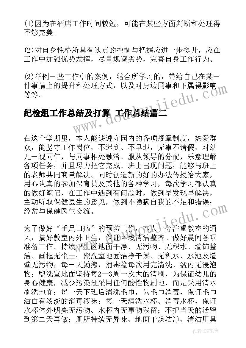 2023年纪检组工作总结及打算 工作总结(模板7篇)