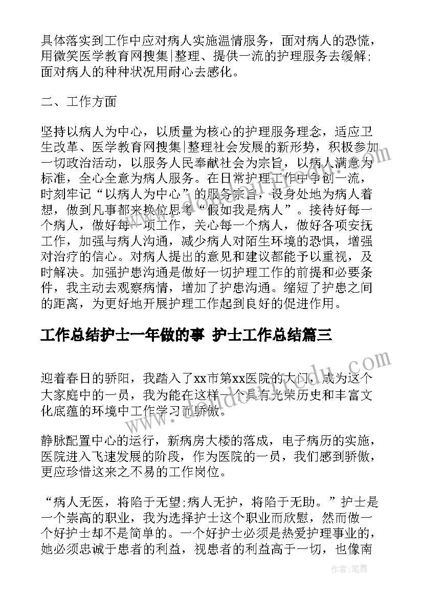 工作总结护士一年做的事 护士工作总结(模板7篇)