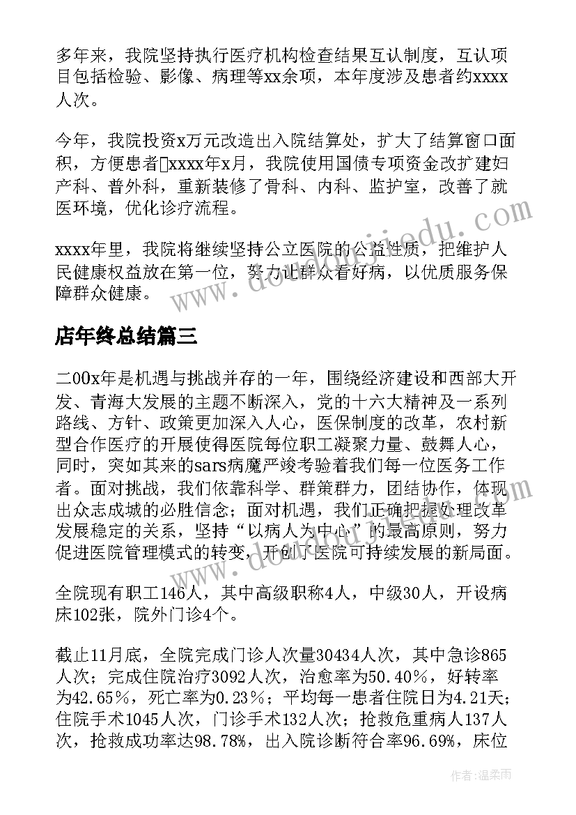 店年终总结(通用10篇)