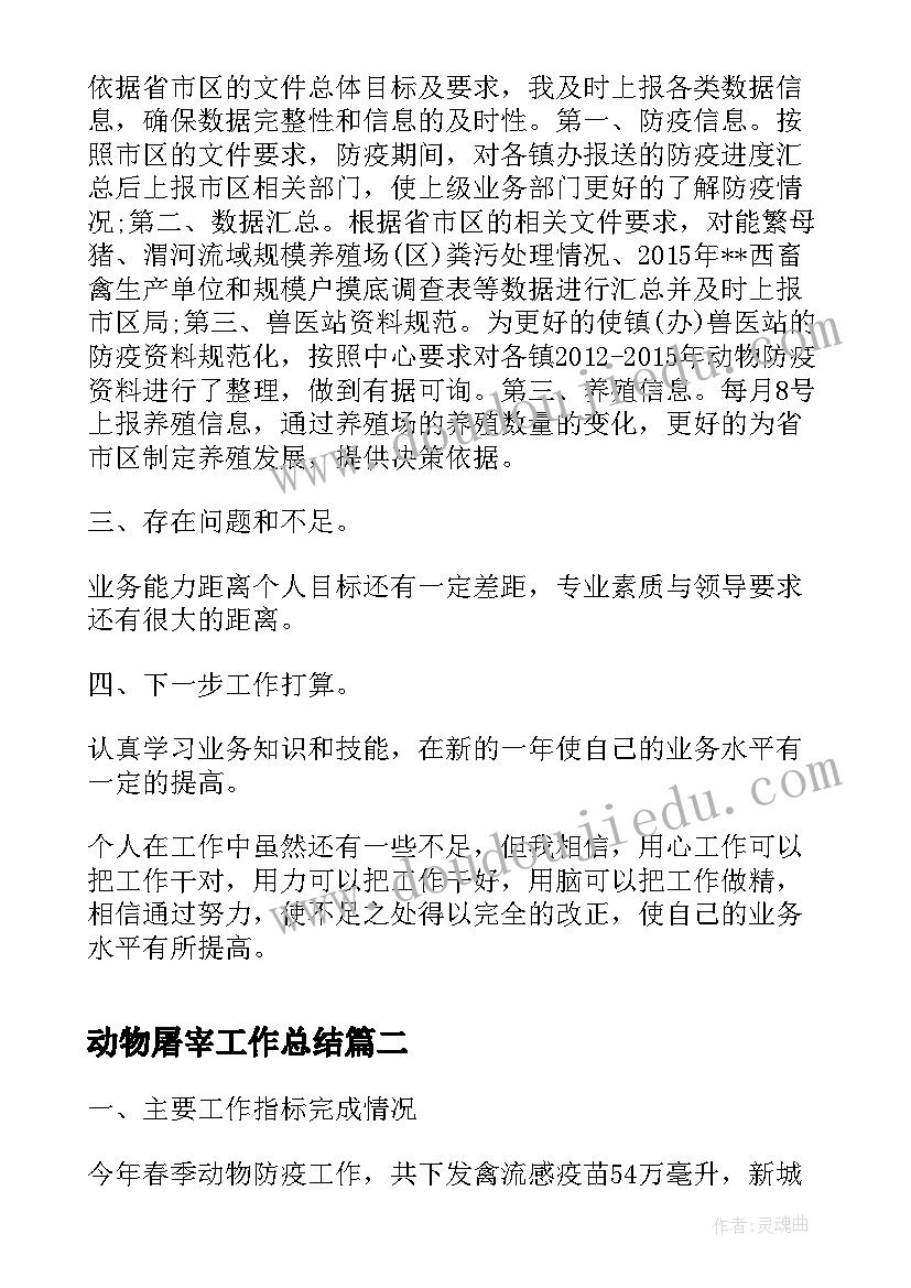 动物屠宰工作总结(优秀5篇)