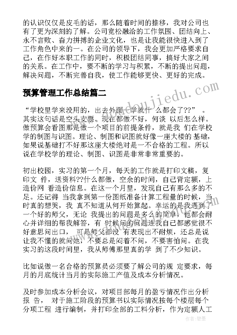 2023年预算管理工作总结(实用8篇)