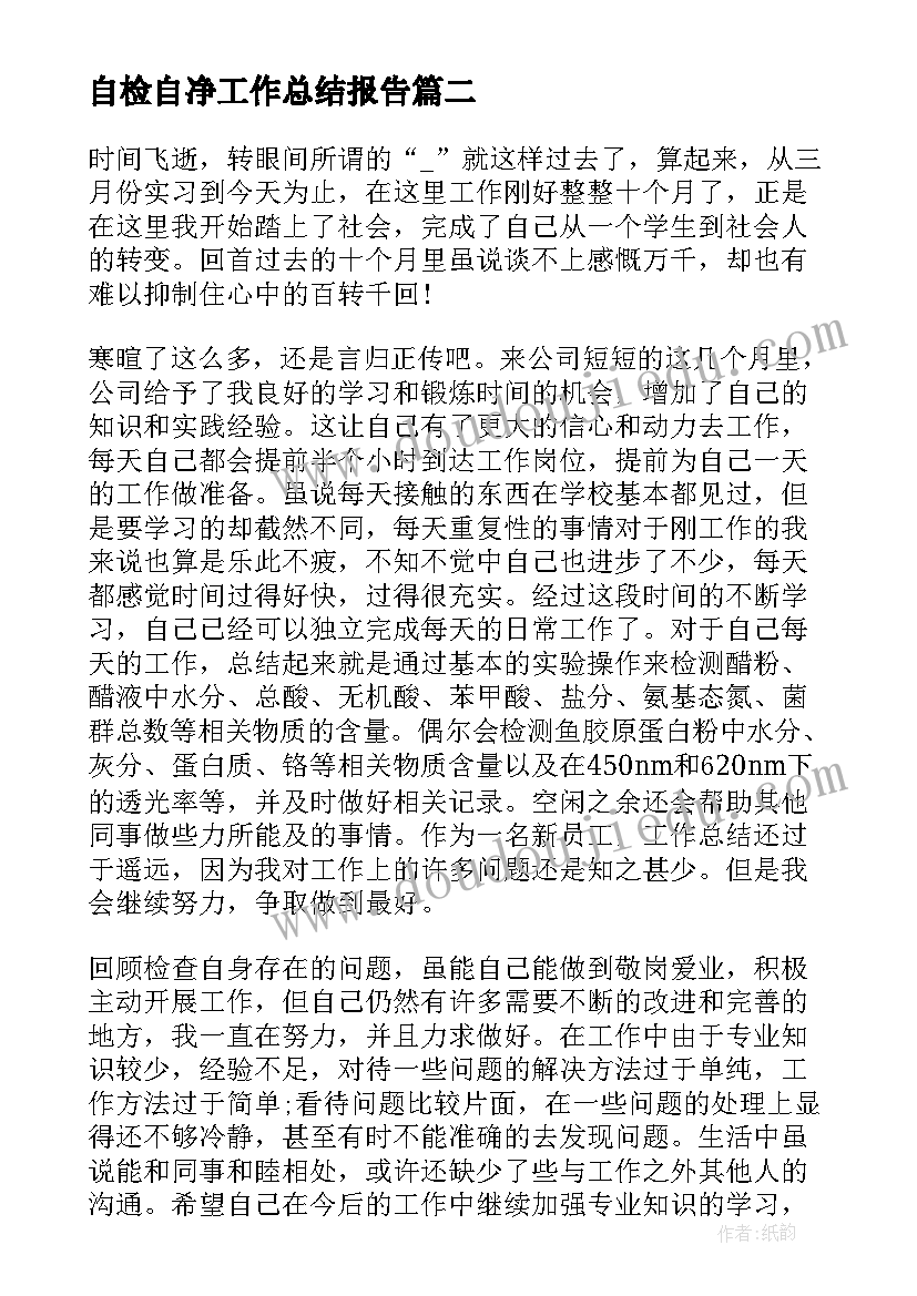 自检自净工作总结报告(优秀5篇)