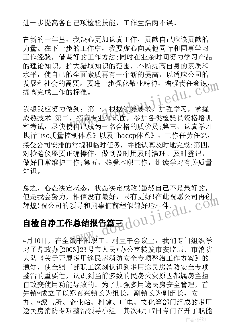 自检自净工作总结报告(优秀5篇)