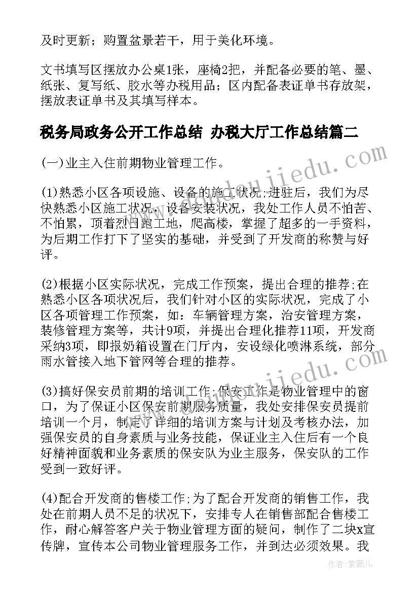 税务局政务公开工作总结 办税大厅工作总结(通用7篇)