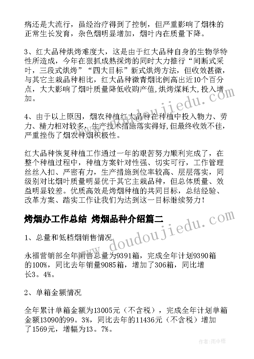 2023年烤烟办工作总结 烤烟品种介绍(精选6篇)