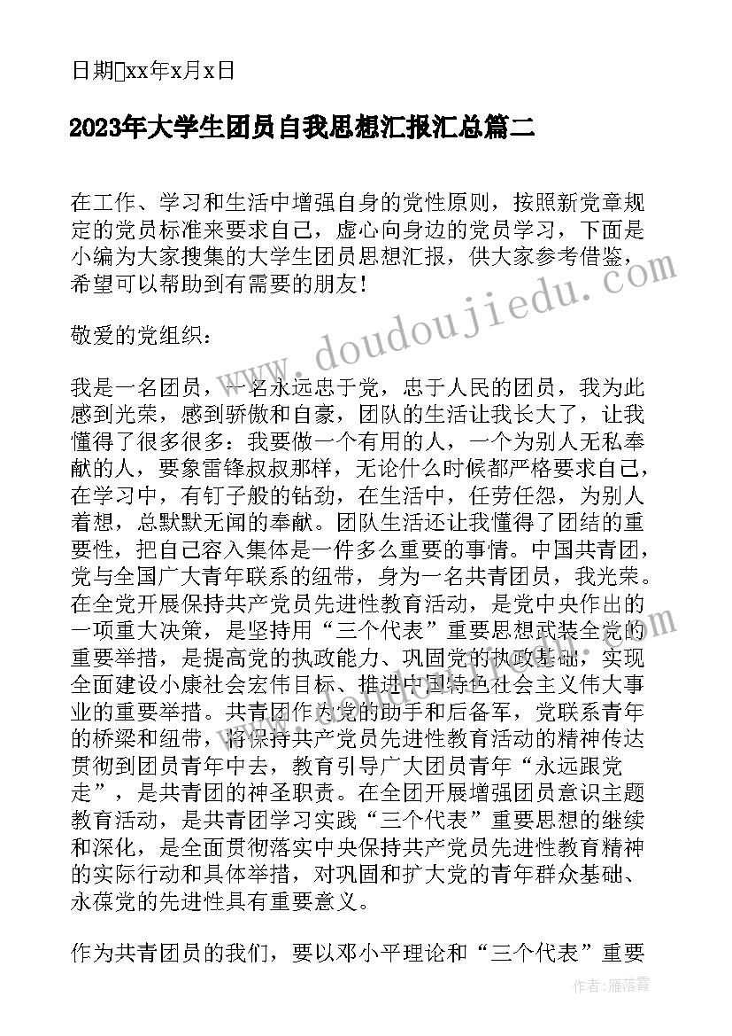 大学生团员自我思想汇报(精选5篇)