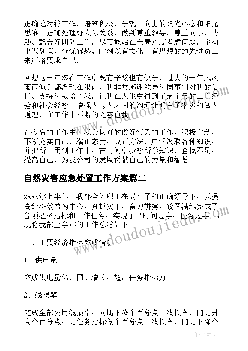 2023年自然灾害应急处置工作方案(优质6篇)