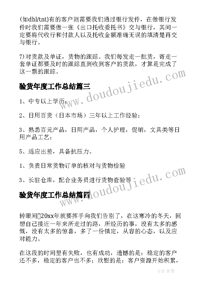 2023年验货年度工作总结(通用10篇)