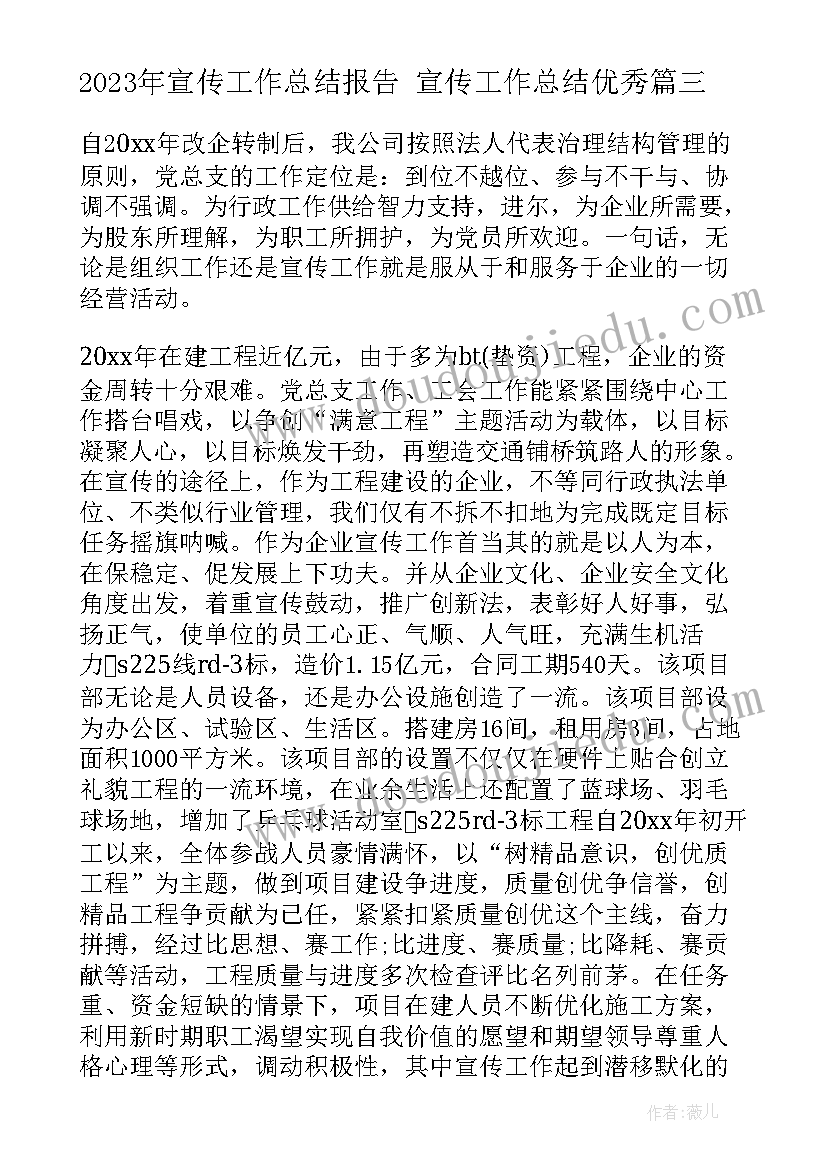 2023年宣传工作总结报告 宣传工作总结(汇总5篇)