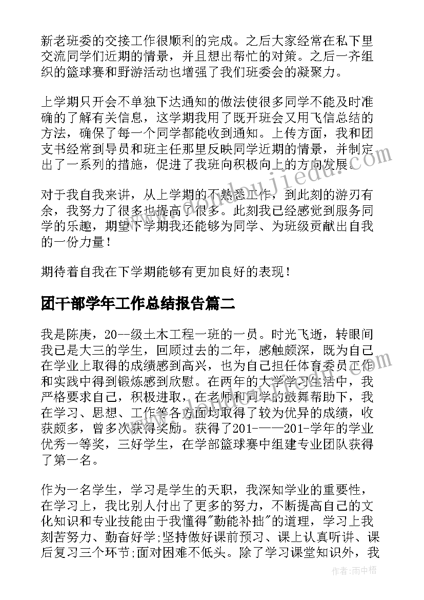 2023年团干部学年工作总结报告(通用5篇)