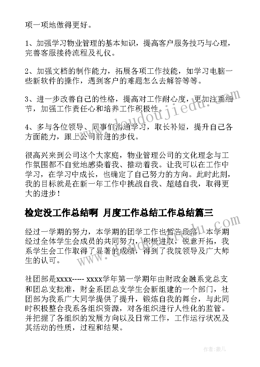 最新检定没工作总结啊 月度工作总结工作总结(通用8篇)