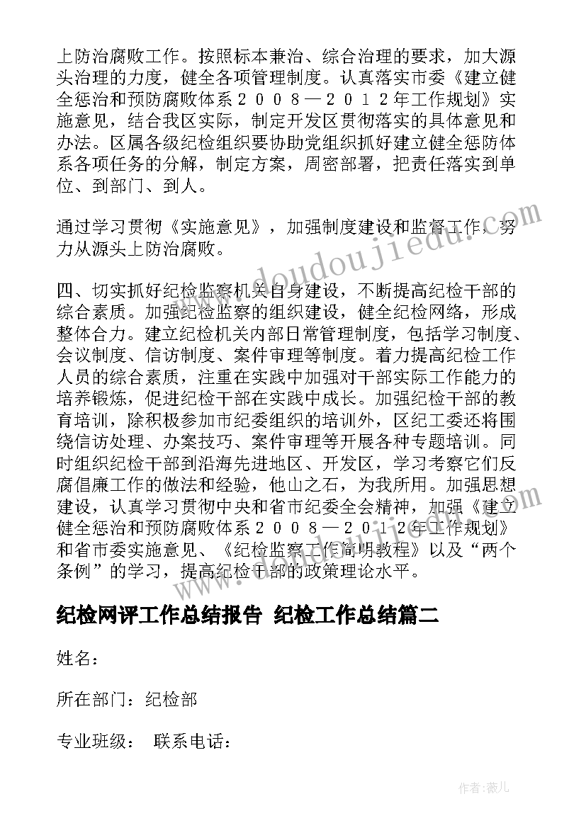 2023年纪检网评工作总结报告 纪检工作总结(模板7篇)