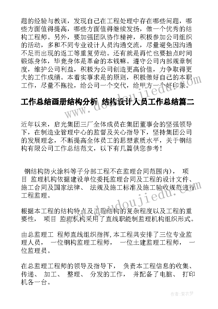 2023年工作总结画册结构分析 结构设计人员工作总结(优秀5篇)