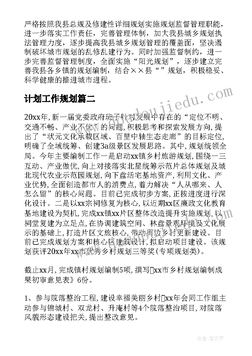 2023年计划工作规划(优秀10篇)