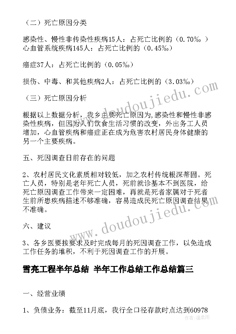 2023年雪亮工程半年总结 半年工作总结工作总结(优质8篇)