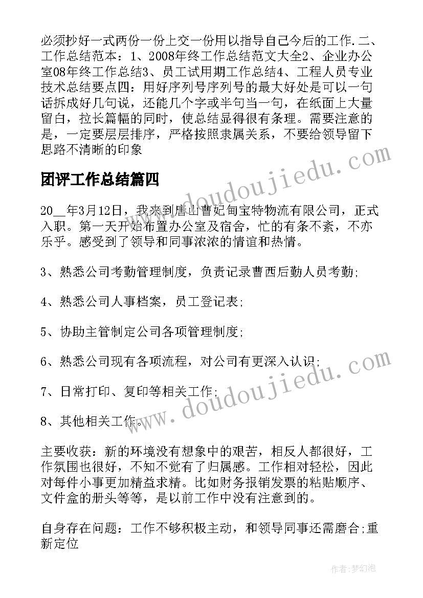 2023年团评工作总结(精选9篇)