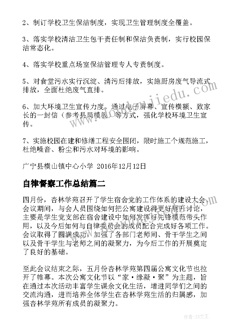 自律督察工作总结(汇总5篇)