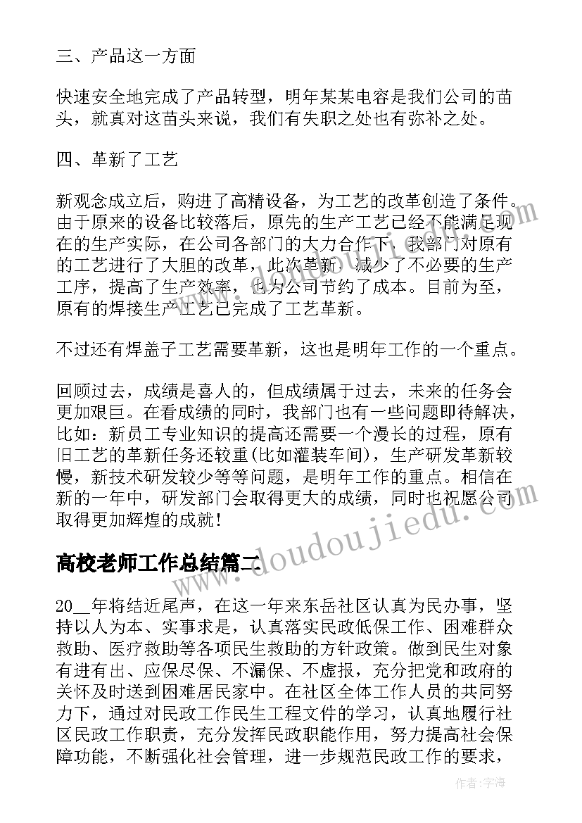 最新高校老师工作总结(精选5篇)