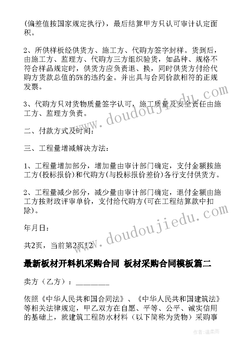 2023年板材开料机采购合同 板材采购合同(通用6篇)