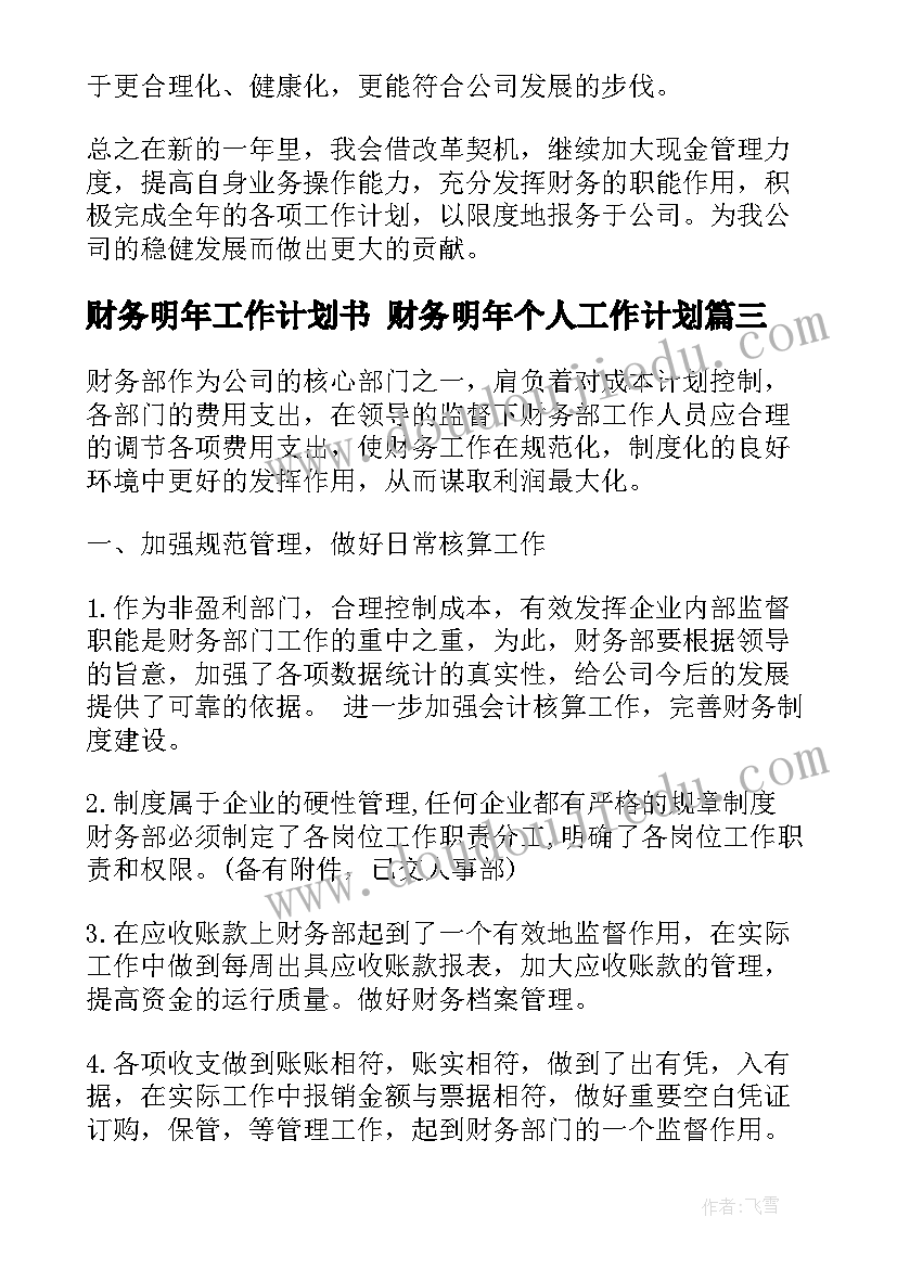 2023年财务明年工作计划书 财务明年个人工作计划(大全10篇)