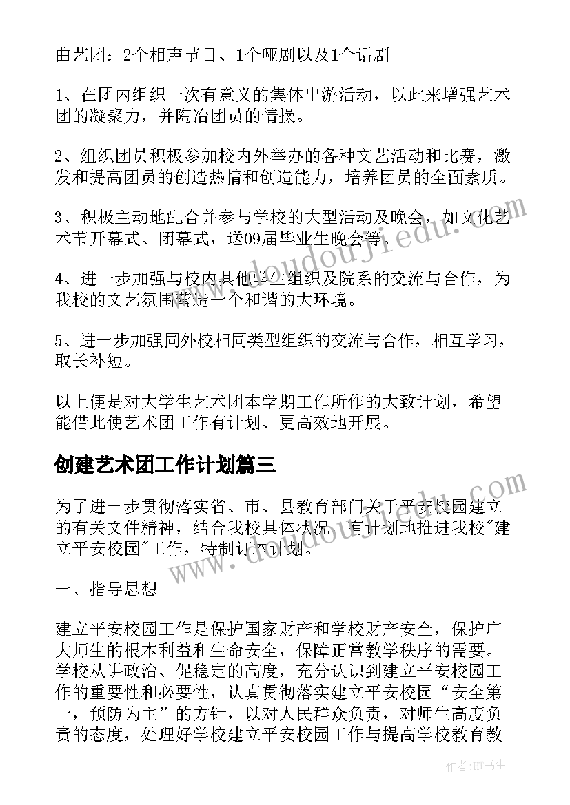 2023年创建艺术团工作计划(优质8篇)