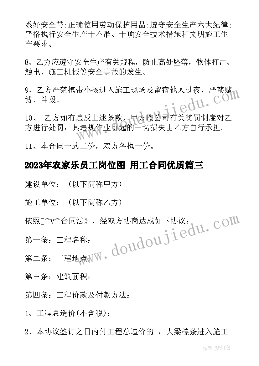 农家乐员工岗位图 用工合同(大全10篇)