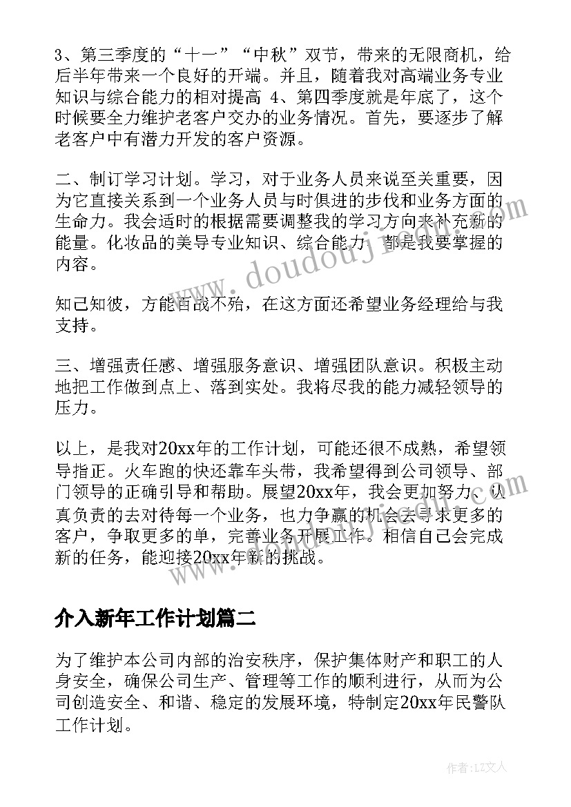 最新介入新年工作计划(精选8篇)