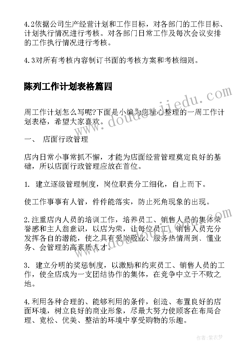 2023年陈列工作计划表格(实用5篇)