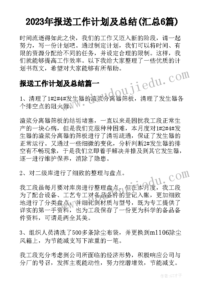 2023年报送工作计划及总结(汇总6篇)