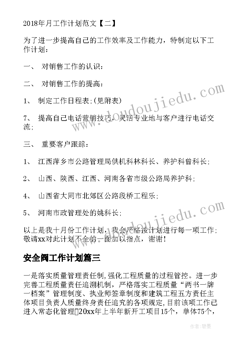 最新安全阀工作计划(精选6篇)