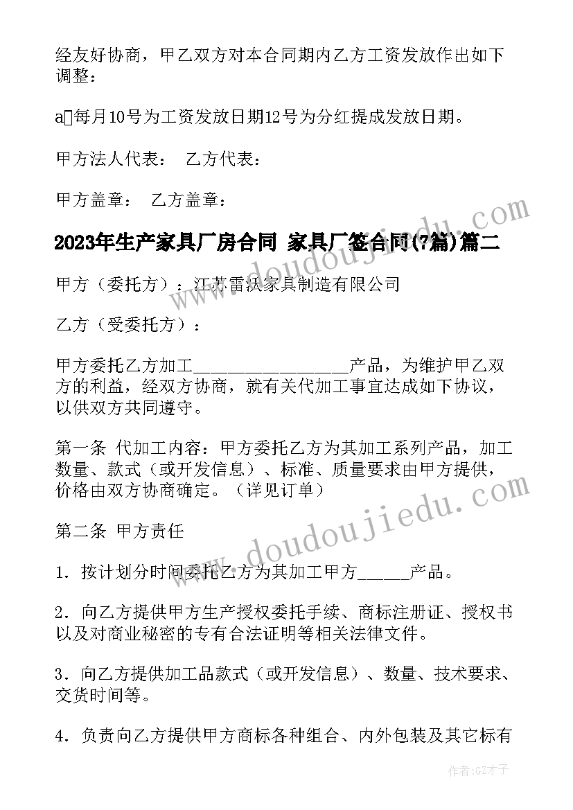 最新生产家具厂房合同 家具厂签合同(汇总7篇)