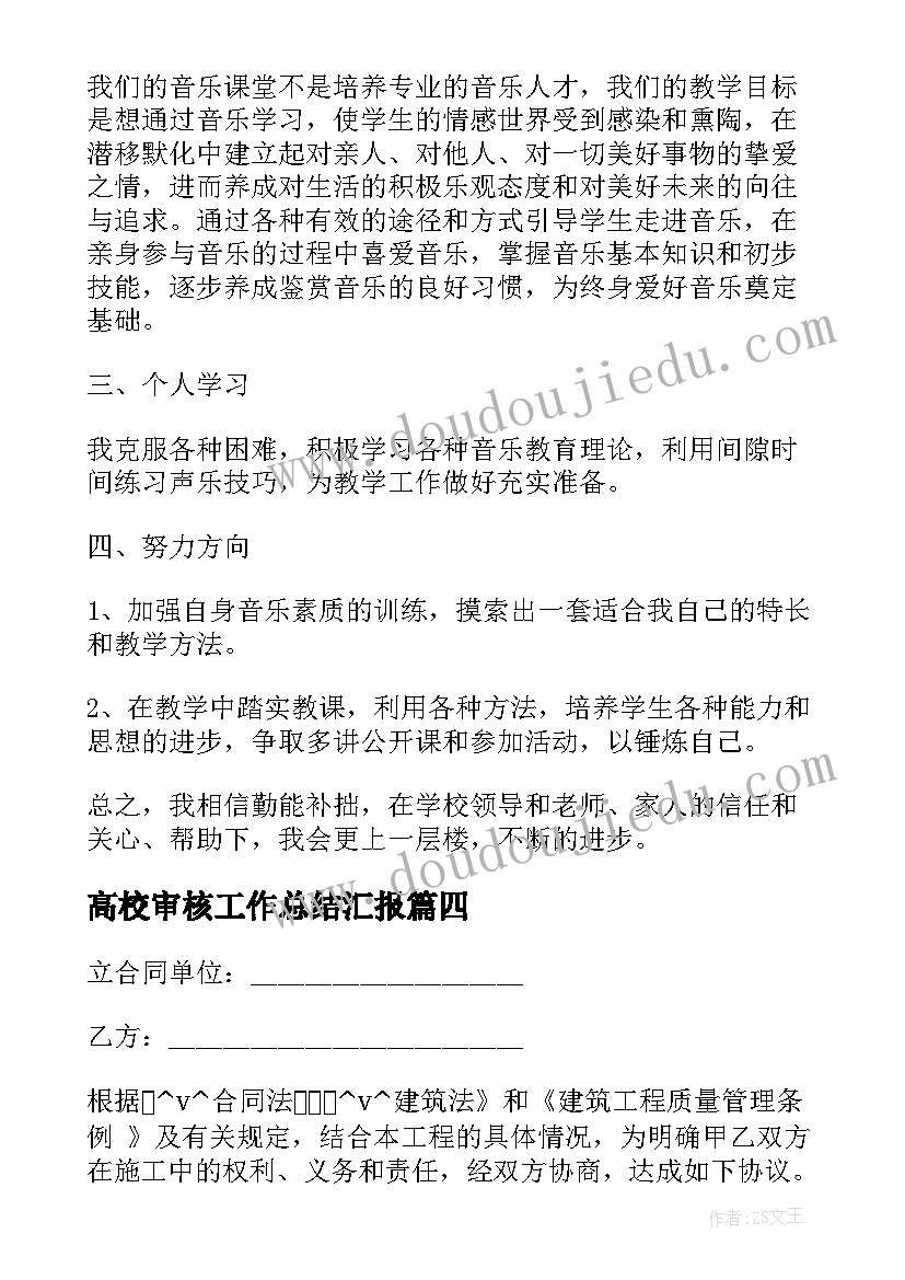 最新高校审核工作总结汇报(大全5篇)