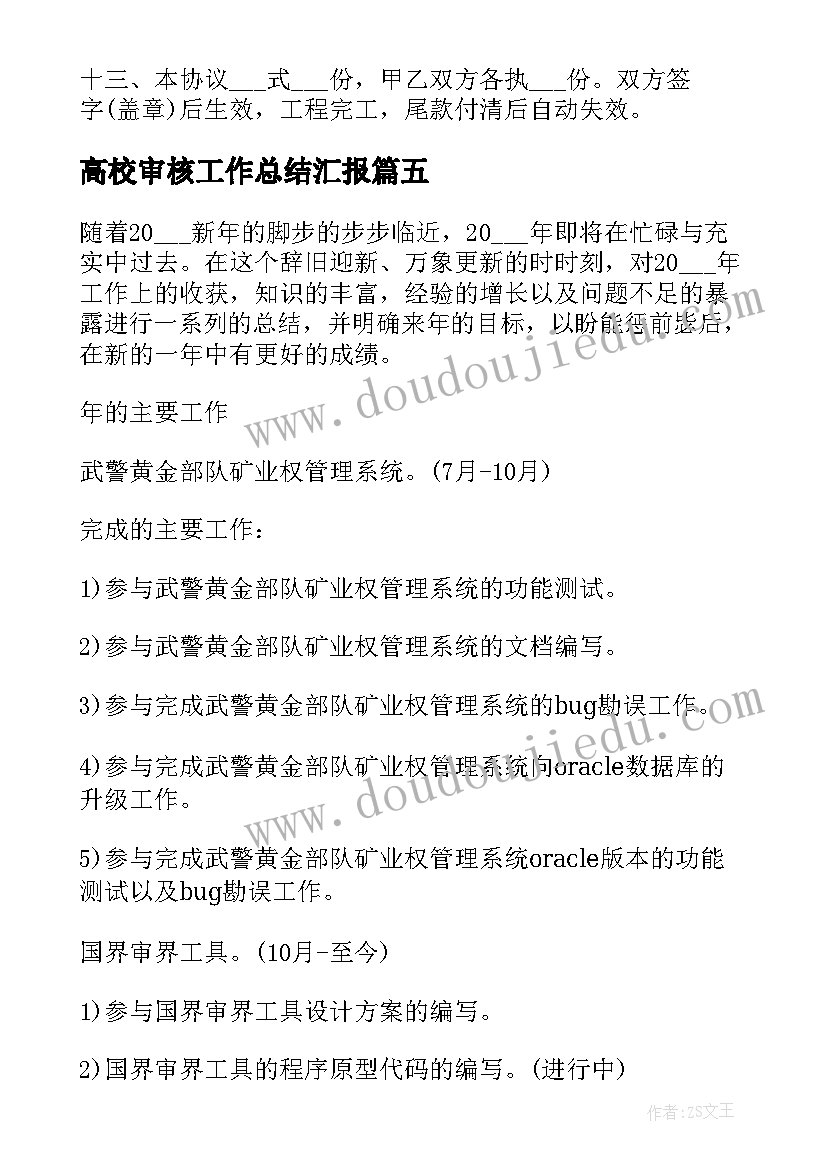 最新高校审核工作总结汇报(大全5篇)