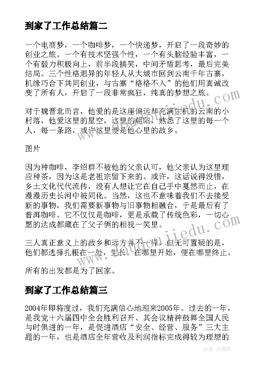 2023年到家了工作总结(优质5篇)