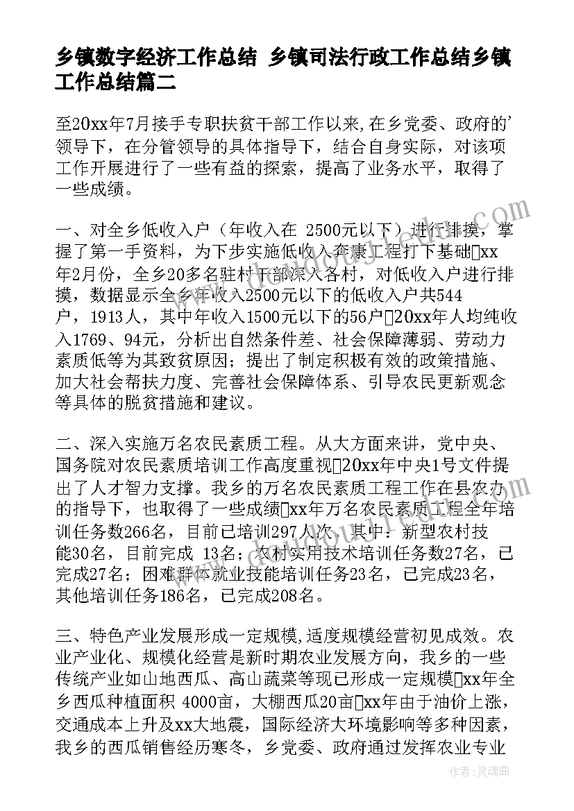 最新乡镇数字经济工作总结 乡镇司法行政工作总结乡镇工作总结(汇总9篇)