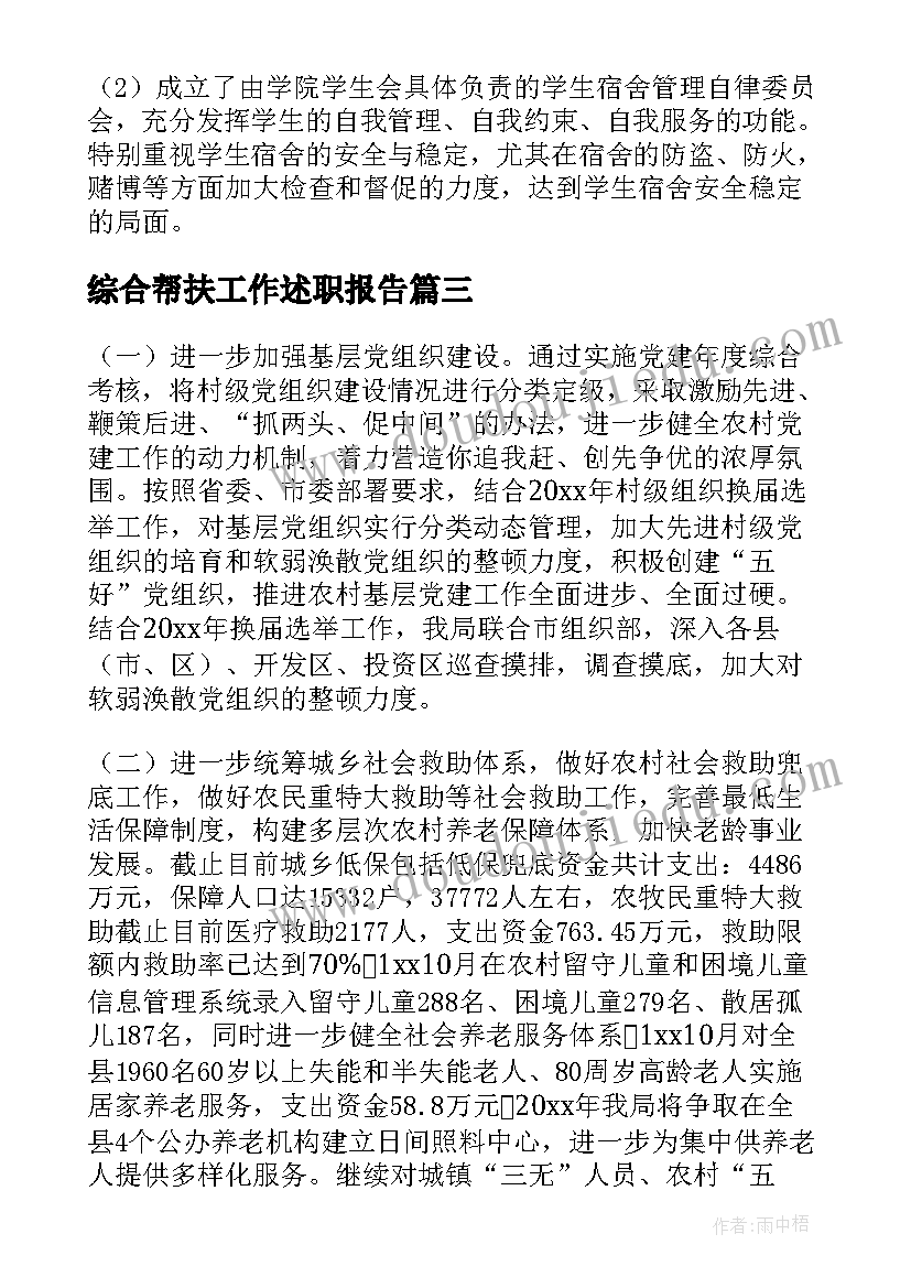 2023年综合帮扶工作述职报告(精选9篇)