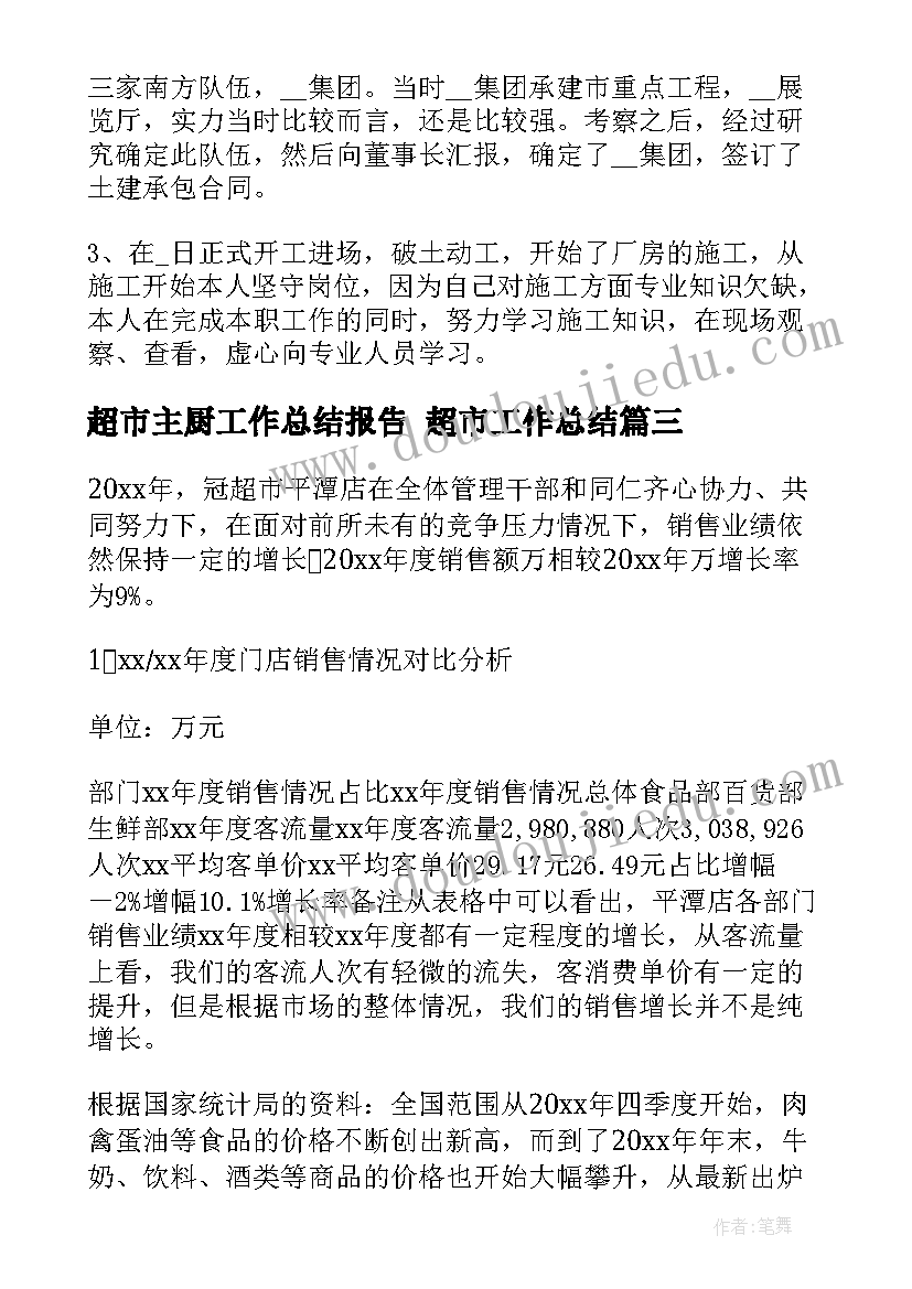 超市主厨工作总结报告 超市工作总结(大全7篇)